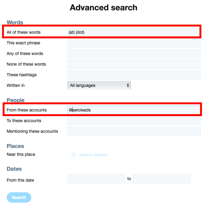 How to find emails from twitter