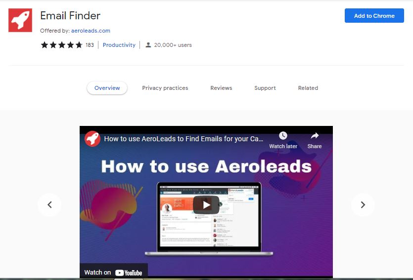 aeroleads chrome extension