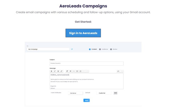 AeroLeads Campaigns- Free Cold Email Tool