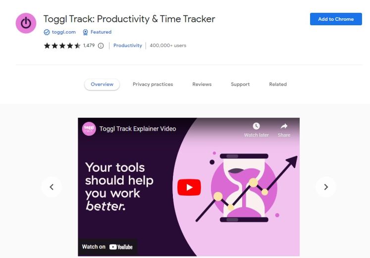 Toggl Track chrome extension